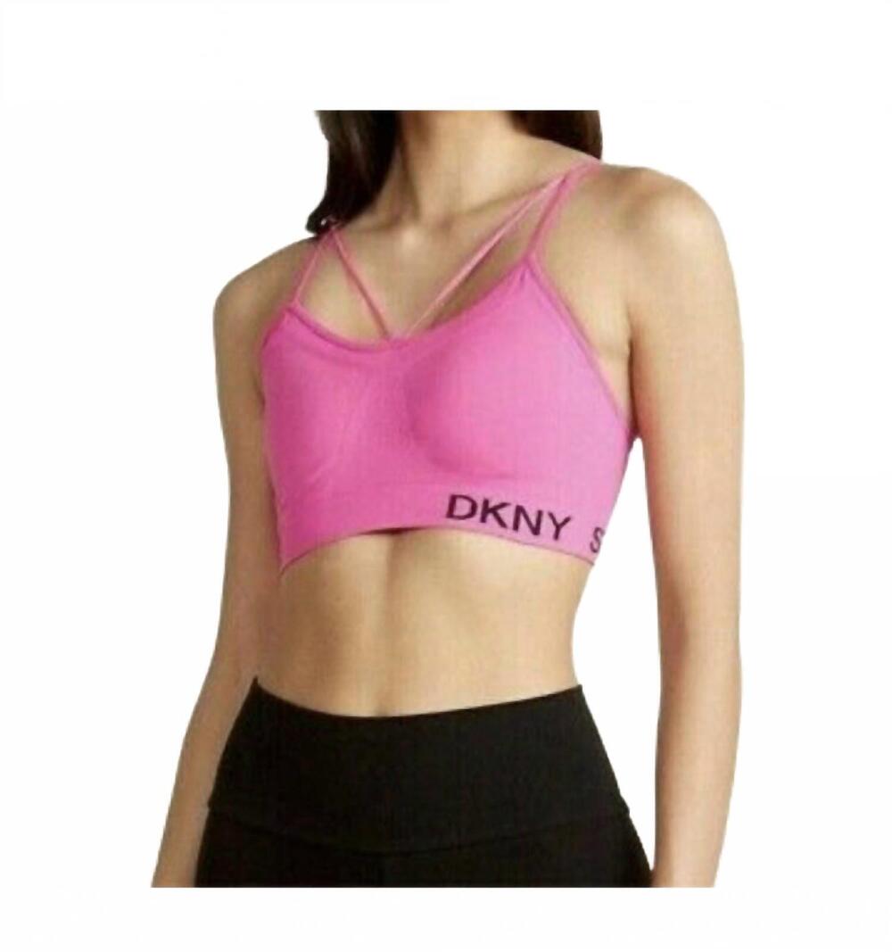 NEW DKNY seamless strappy low impact sports bra in rebel pink
